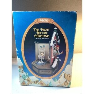 RARE!! 1987 ENESCO " THE NIGHT BEFORE CHRISTMAS" DELUXE ACTION MUSICAL FIGURINE